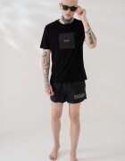 BOSS Плувни шорти Mooneye с лого Черен меланж