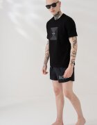 BOSS Плувни шорти Mooneye с лого Черен меланж