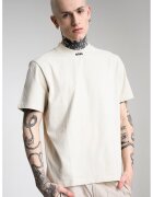 BOSS Свободна тениска Collar Zone - Светло бежово