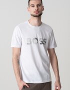 BOSS Тениска с лого Зелен/Мръснобял