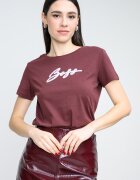 BOSS Тениска с овално деколте и лого Бордо