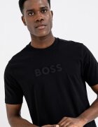 BOSS Тениска с овално деколте и лого Избеляло черно