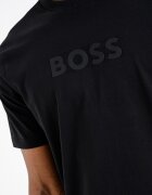 BOSS Тениска с овално деколте и лого Избеляло черно