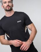 BOSS Тениска с райе Черен