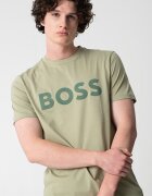 BOSS Тениска Thinking с гумирано лого Бледозелен/Морско зелено