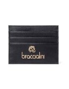 BRACCIALINI Кожен калъф за карти 209847 с лого - Черен - 8.5x11x1