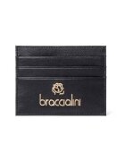 BRACCIALINI Кожен калъф за карти с лого - Черен - 8.5x11x1