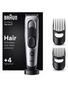 Braun Електрическа машинка за подстригване Series 7 HC7390 - Memory Safety Lock - 17 настройки за дължина - 2 гребена - Стойка за зареждане - 50 минути живот на ...