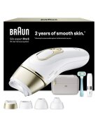 Braun Епилатор IPL Silk-expert PRO 5 Автоматичен и непрекъснат сензор Skin pro 2.0 - 400.000 импулса - 10 нива на интензитет - - Бял/Златист/Светло сив