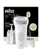 Braun Епилатор Silk-epil 7 7-241 SkinSpa - Wet & Dry - MicroGrip - Smart Light - 40 пинсети - 2 скорости - Глава за бръснене + Гребен за подстригване - 1 Глава за ексфолиране ...
