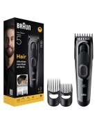 Braun Машинка за подстригване Series 5 HC5530 - + 3 акс за постригв - Остро острие - 17 настр за дълж - Закл на послед настр - Автоном. 50 мин - Водоуст - Черен