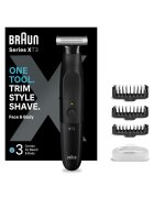 Braun Самобръсначка и тример за мъже Series X XT3100 Wet&Dry - 4D ножче - 3 гребена - 1 капак - Калъф - Черен