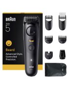 Braun Тример за брада Beard Trimmer Seria 5 BT5560 - Остро ножче - 5 гребена - 1 мини бръсн глава - 1 чанта - 1 четка за почиств - 40 настр за дълж - Авт.120 мин ...
