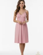 Bumbacel 100% COTTON Едноцветна памучна нощница на презрамки за дами Розово