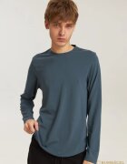 Bumbacel 100% COTTON Мъжка тениска с дълъг ръкав едноцветна без качулка памучна
