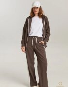 Bumbacel 100% COTTON Тренировъчен екип с дълъг панталон качулка и цип от памук за дами Кафяв