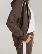 Bumbacel 100% COTTON Тренировъчен екип с дълъг панталон качулка и цип от памук за дами Кафяв