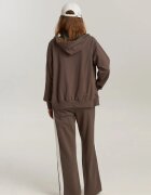 Bumbacel 100% COTTON Тренировъчен екип с дълъг панталон качулка и цип от памук за дами Кафяв