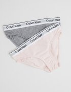 CALVIN KLEIN Бикини с лого - 2 чифта Меланж тъмно сиво/Бледо розово
