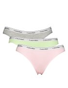 CALVIN KLEIN Бикини с лого - 3 чифта Пастелнорозов/Сив меланж/Шам фъстък зелено