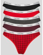CALVIN KLEIN Бикини с лого - 5 чифта - Черен/Аленочервен/Тъмновиолетов