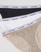 CALVIN KLEIN Бикини с лого на талията - 3 чифта Бял/Черен/Бежов
