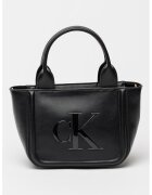 CALVIN KLEIN Чанта от еко кожа с релефен монограм - Черен