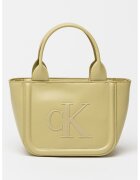CALVIN KLEIN Чанта от еко кожа с релефен монограм - Шам фъстък зелено
