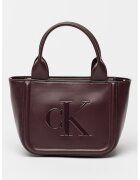 CALVIN KLEIN Чанта от еко кожа с релефен монограм - Тъмновиолетов