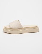 CALVIN KLEIN Чехли с равна платформа и монограм Слонова кост