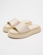 CALVIN KLEIN Чехли с равна платформа и монограм Слонова кост