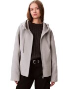 CALVIN KLEIN Дамско яке DBL FACE WOOL JACKET W/ HOOD - Полиестер - Сиво