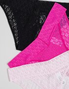 CALVIN KLEIN Дантелени бикини с ниска талия - 3 чифта Фуксия/Пастелнорозов