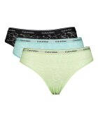 CALVIN KLEIN Дантелени бикини с животинска шарка - 3 чифта Черен/Тюркоаз/Шам фъстък зелено