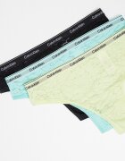 CALVIN KLEIN Дантелени бикини с животинска шарка - 3 чифта Черен/Тюркоаз/Шам фъстък зелено