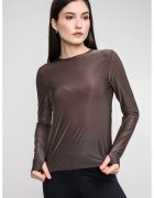 CALVIN KLEIN Ефирна блуза с цепка за палците - Кафяв