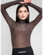 CALVIN KLEIN Ефирно боди с цепки за палците - Кафяв