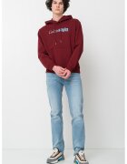 CALVIN KLEIN Худи с джоб кенгуру и лого - Бордо/Прашно синьо