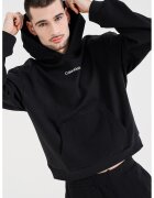 CALVIN KLEIN Худи с лого и джоб кенгуру - Черен