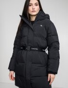 CALVIN KLEIN JEANS Дълго зимно яке с колан Черен