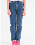 CALVIN KLEIN JEANS Дънки с висока талия и протрити зони - Син меланж