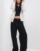 CALVIN KLEIN JEANS Худи с паднали ръкави и цип Светло сив