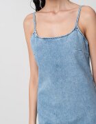 CALVIN KLEIN JEANS Къса дънкова рокля с цип - Светлосин