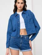 CALVIN KLEIN JEANS Къса риза от деним с джоб на гърдите