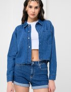 CALVIN KLEIN JEANS Къса риза от деним с джоб на гърдите