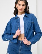 CALVIN KLEIN JEANS Къса риза от деним с джоб на гърдите