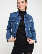 CALVIN KLEIN JEANS Късо дънково яке с джобове Син меланж