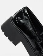 CALVIN KLEIN JEANS Кожени мокасини с ток и верижка Черен/Сребрист
