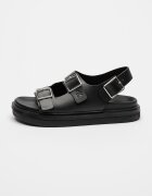 CALVIN KLEIN JEANS Кожени сандали с токи и равна подметка Черен