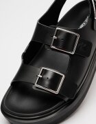 CALVIN KLEIN JEANS Кожени сандали с токи и равна подметка Черен